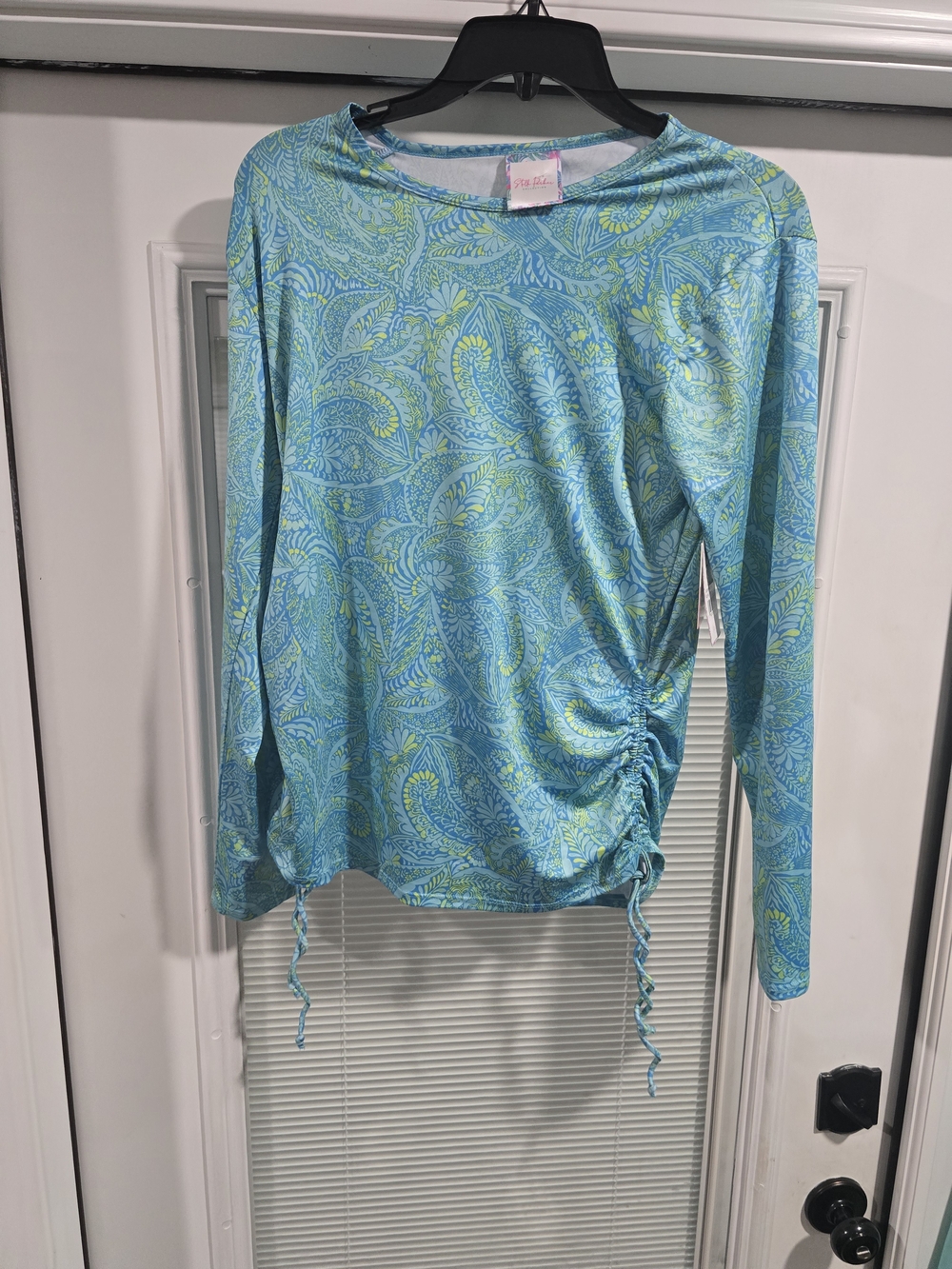 Stella Parker Long-Sleeve Tee in Light Blue & Lime